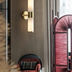 Lampatron - Ścienna cylindryczna alabaster biała, 24×48 cm