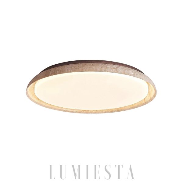 Kuzco - Beige round ceiling lamp made of natural travertine - Flush mount Ø32/43/55cm