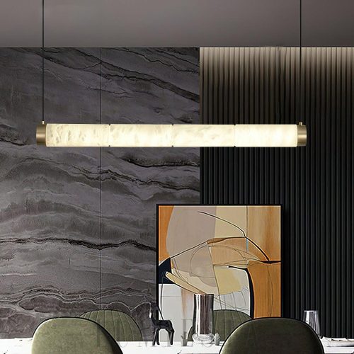 Strip Alabaster - lampa wisząca alabastrowa tubowa z miękko podświetlonym korpusem