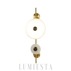 Lampa ścienna Alabaster Eclipse okrągła złota i biała 30cm