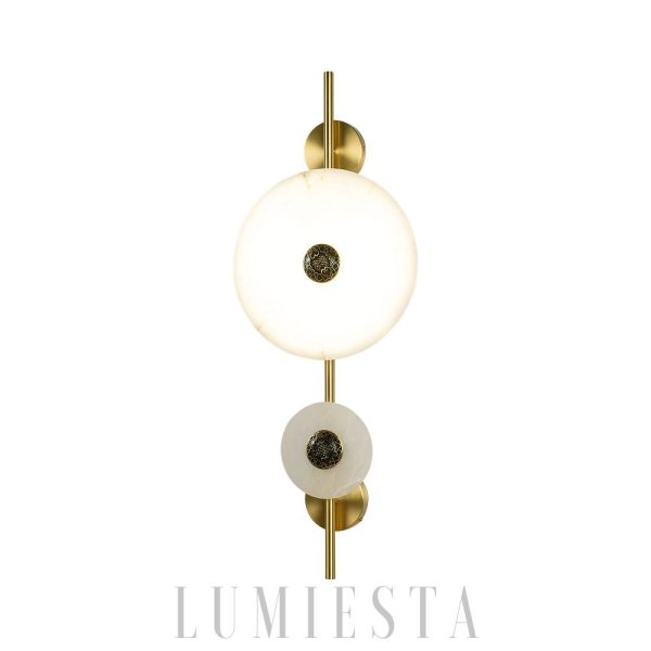 Lampa ścienna Alabaster Eclipse okrągła złota i biała 30cm