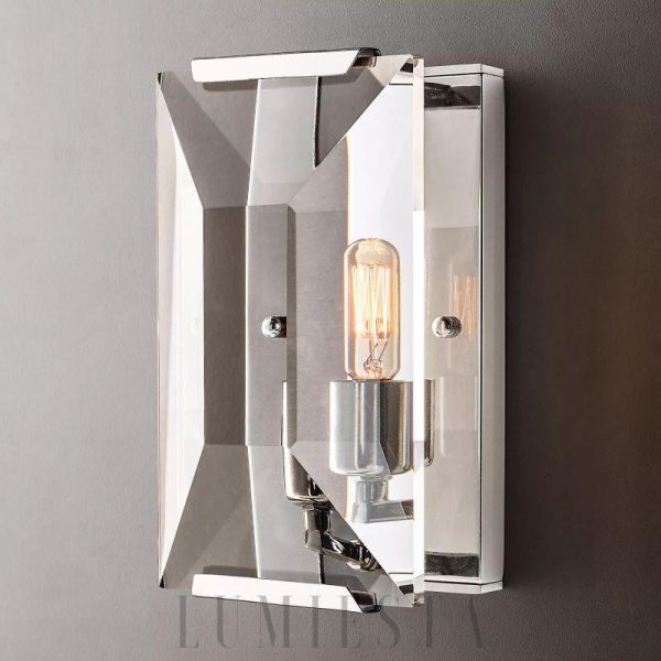 Java - Lampa ścienna szklana retro, oprawa mosiężna