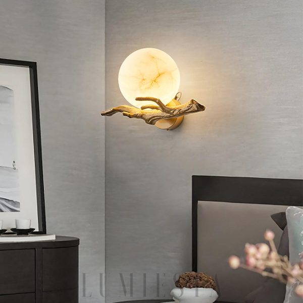 Toubkal - Mosiężna retro z alabastrowym kloszem 30 cm