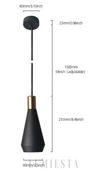Lampa wisząca w kształcie stożka z regulacją długości
