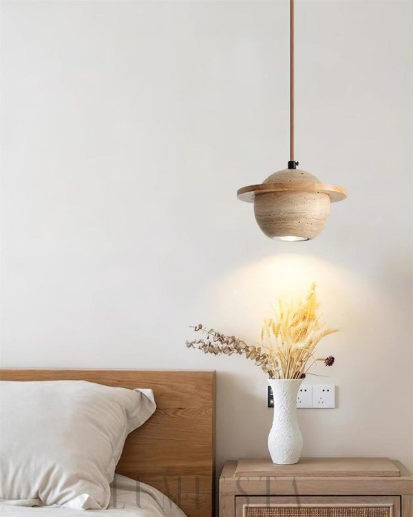 Lampa wisząca Planet Travertine stylowa kula 20cm 14cm