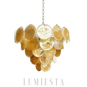Elegancki Złoty Żyrandol Murano z Dyskami 70cm