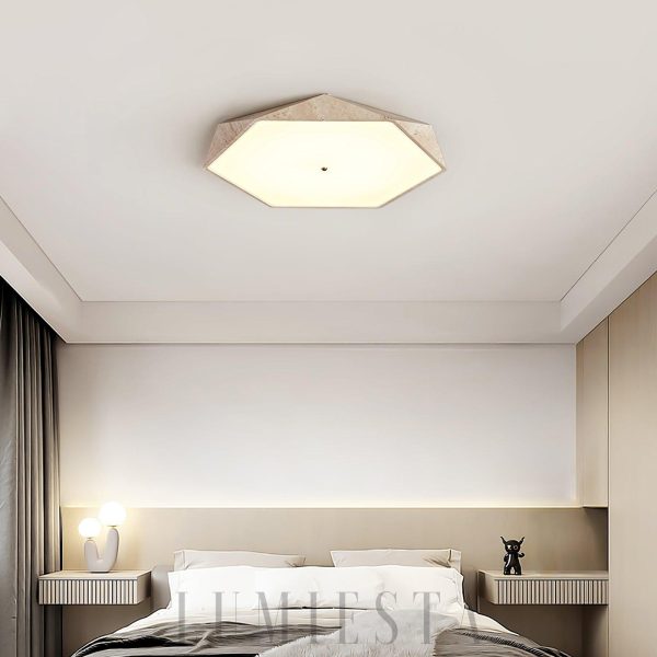 Sześciokątna trawertynowa lampa sufitowa 50 cm ciepła