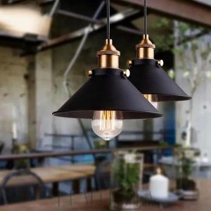 Gold-black industrial pendant lamp