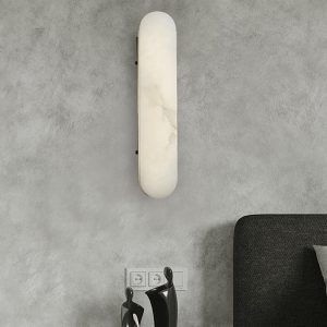 Paine - Luksusowa pionowa lampa ścienna z białego alabastru