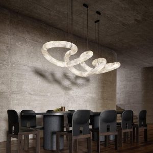 Żyrandol Alabaster Infinity designerski kształt 150cm biały