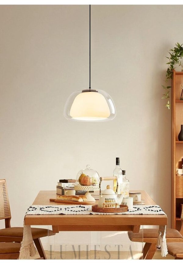 Lampa wisząca w kształcie bąbla - szklany przezroczysty klosz i zwis