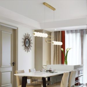 Lampa wisząca Pearl Chain mosiężna z akrylowymi kulami