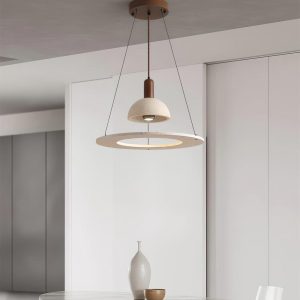 Trip - Lampa Wisząca Trawertyn Ø50cm – Designerska Lampa z Kamienia
