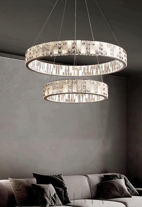 Luksusowy okrągły żyrandol alabastrowy kryształowy do salonu