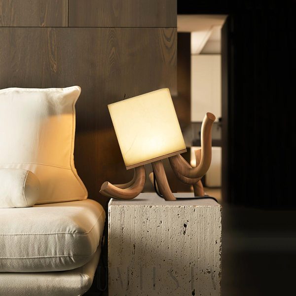 Octavia - Lampa stołowa z alabastru w stylu rzeźby z drewna