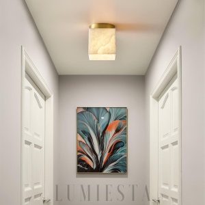 Budnick - Lampa sufitowa kwadratowa w mosiądzu i bieli