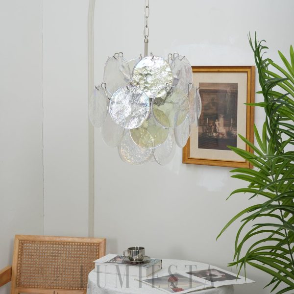 Lampa wisząca Vintage Murano z irydyzującym szkłem 45cm