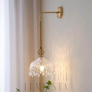 Lampa ścienna Alshamal szklana w stylu retro miedź kryształ