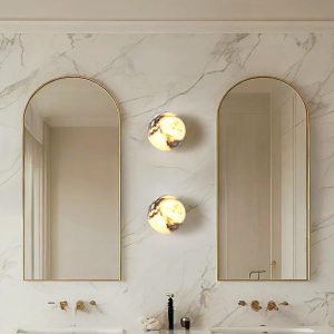 Sferyczny kinkiet marmurowy średnica 12cm biały czarny