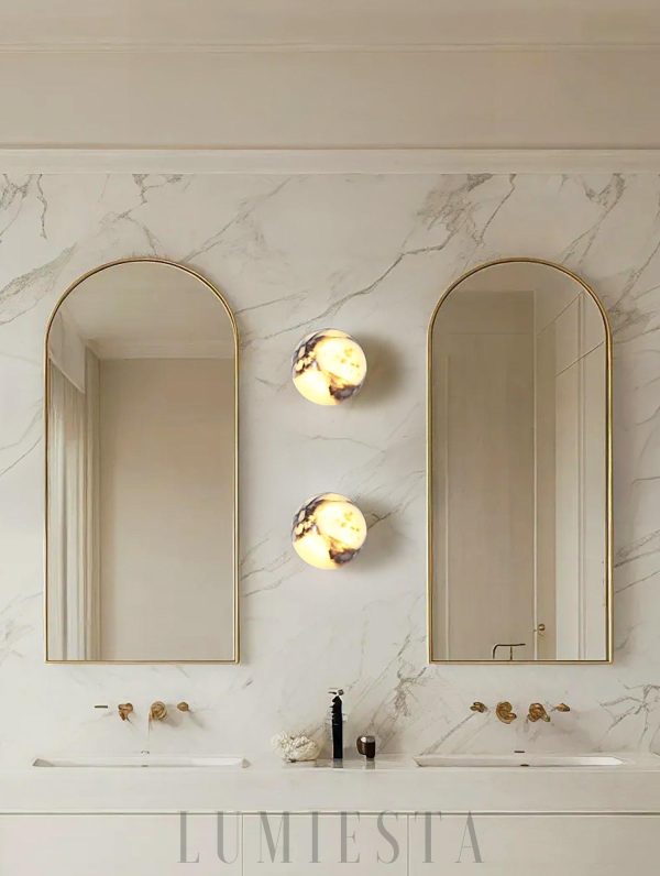 Sferyczny kinkiet marmurowy średnica 12cm biały czarny