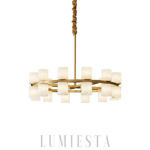 Tabitha - Nowoczesny żyrandol Alabaster 60 cm biały mosiądz