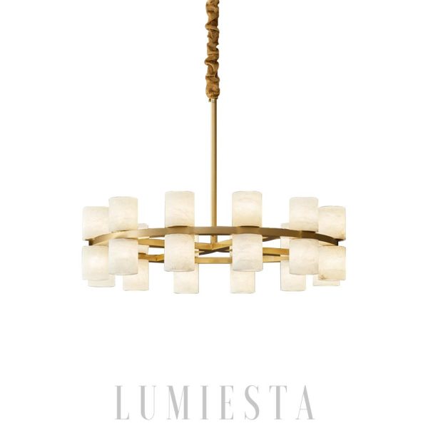 Tabitha - Nowoczesny żyrandol Alabaster 60 cm biały mosiądz