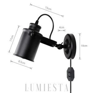 wm_8543285225708943929.jpg Nowoczesna lampa ścienna z regulowanym kloszem czarna