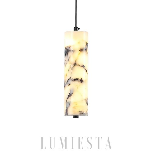 Astra - Marmurowa lampa sufitowa cylinder 6x28cm biało czarna