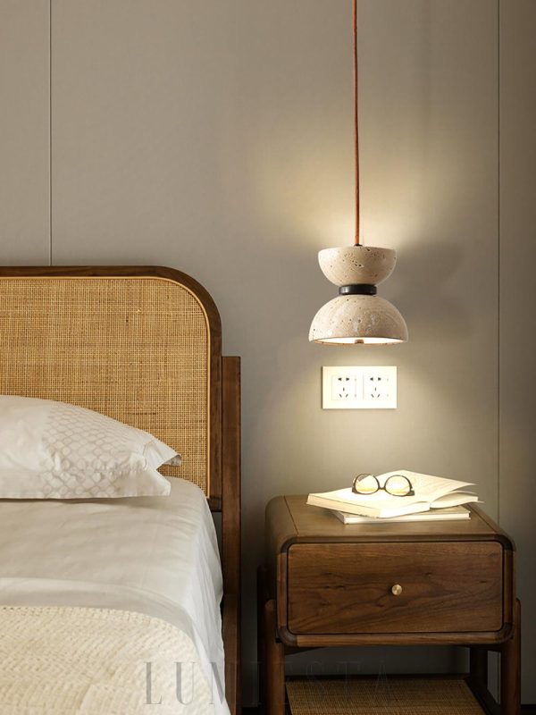 Randolf - Wisząca lampa travertynowa 15 cm, nowoczesna