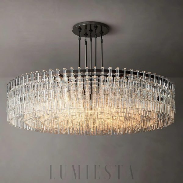 Marigna - Round 60-inch lamp with crystals, brass