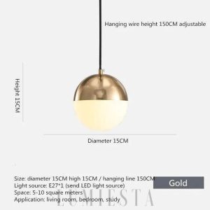 Lampa wisząca kula w stylu nowoczesnym złota lub czarna