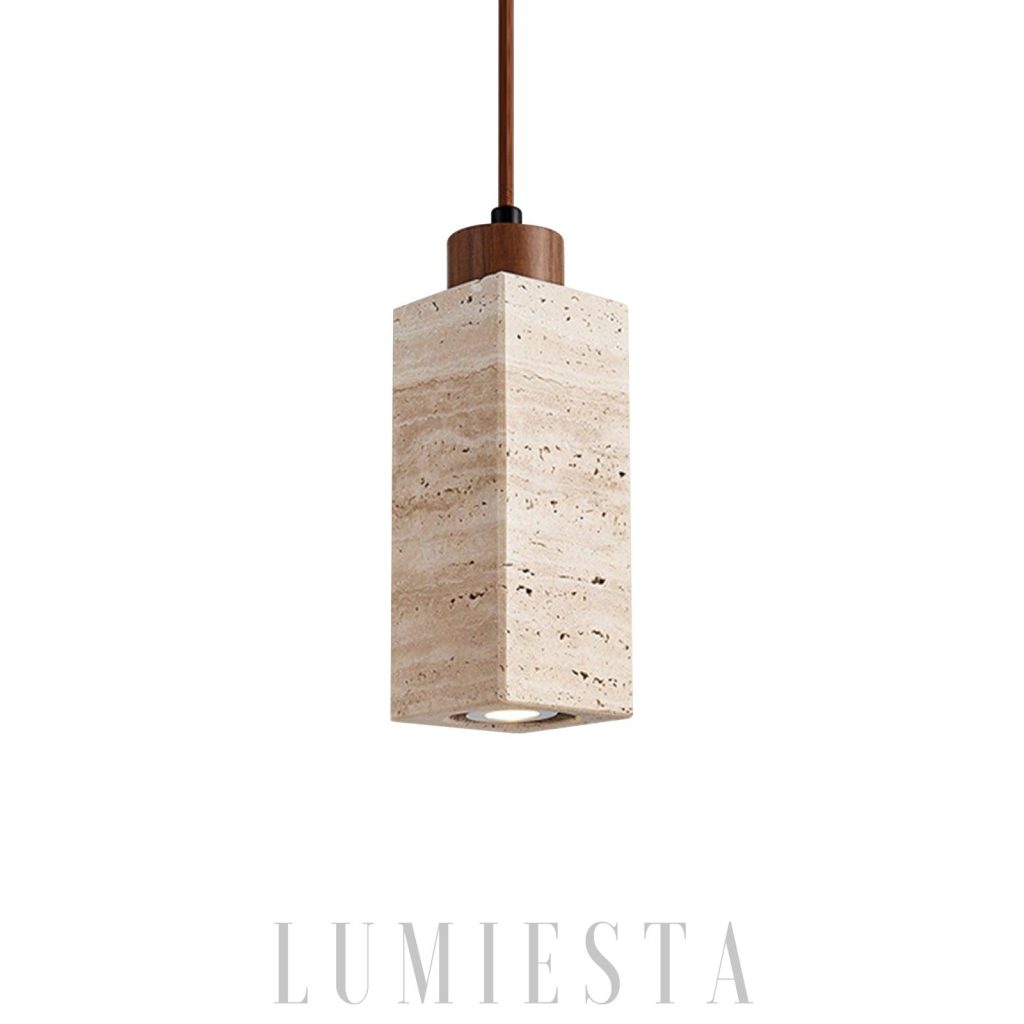 Lampa wisząca z trawertynu - lampa wisząca z trawertynu w stylu skandynawskim, widok główny