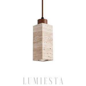 Lampa wisząca z naturalnego trawertynu w stylu skandynawskim, 1-punktowa, 4 warianty