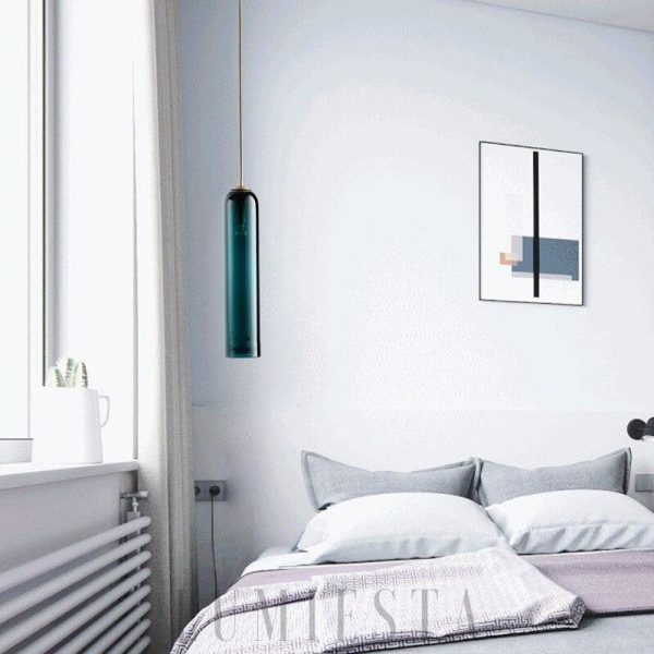 Nowoczesna lampa wisząca tuba z przezroczystym kloszem