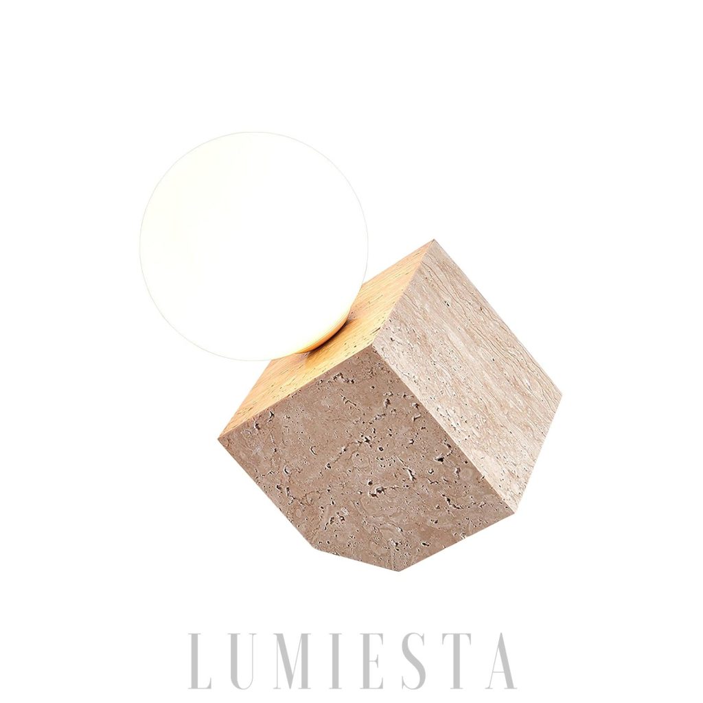 Lampa stołowa z trawertynu minimalistyczna Cronus - widok główny