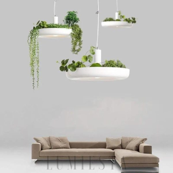 Modern pendant lamp with planter