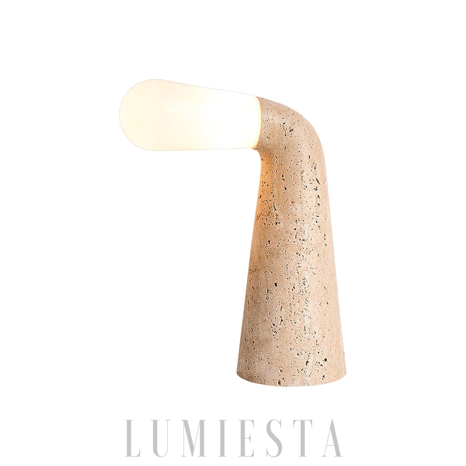 Tamessa - lampa stołowa trawertynowa beżowa stożkowa