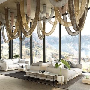 Lampa sufitowa Aura w kształcie linki z różnymi kolorami