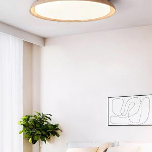 Kuzco - Beżowa okrągła lampa sufitowa z naturalnego trawertynu - Plafon Ø32/43/55cm