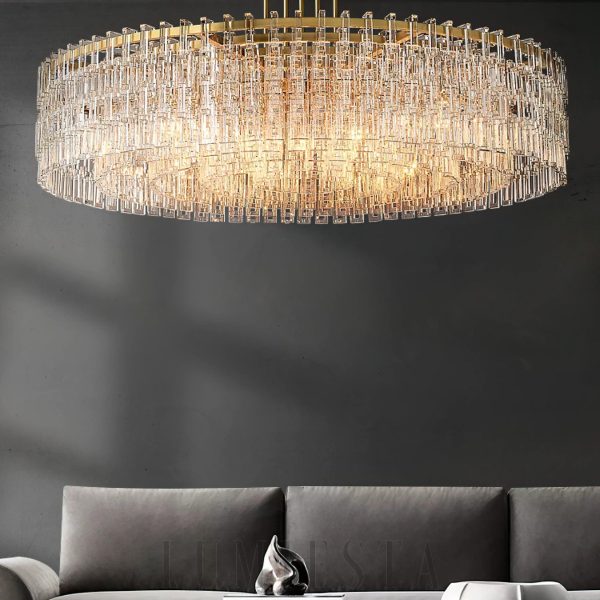 Marigna - Round 60-inch lamp with crystals, brass