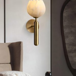 Mian - Lampa ścienna Alabaster elegancka, złoto-czarna