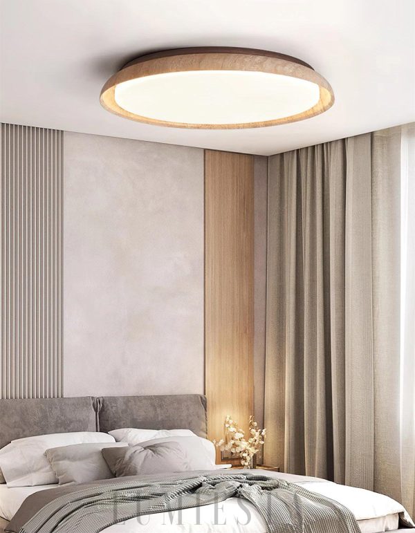 Kuzco - Beżowa okrągła lampa sufitowa z naturalnego trawertynu - Plafon Ø32/43/55cm