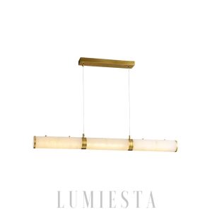 wm_8943901220043452951.jpg Omera - Cylindryczna lampa wisząca alabastrowa, biało-złota, 100/120/140 cm - żyrandol nad stół