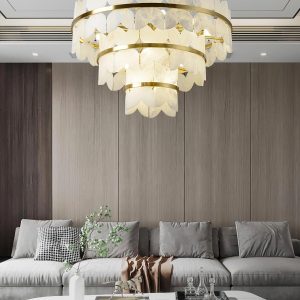 Butterfly - żyrandol z alabastru, okrągła, nowoczesna