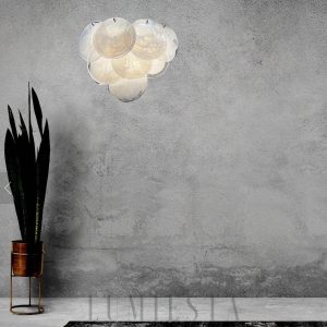 Murano White - Biała lampa ścienna vintage z dyskami 34 cm