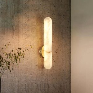 Elegancki owalny kinkiet alabastrowy biały złoty LED 60 cm