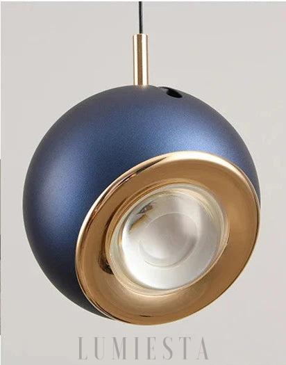 Czarna metalowa lampa kula wisząca z regulacją kąta - ujęcie z boku