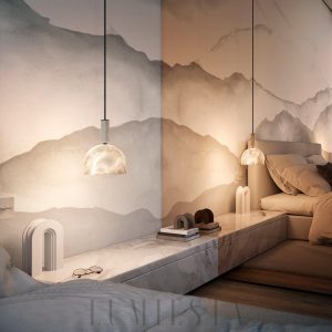 Blair - Lampa wisząca z alabastru w białym kolorze, Ø 20cm