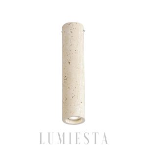 Punna - Cylindryczna lampa sufitowa Wabi Sabi, naturalny trawertyn beżowy, Ø6.5cm