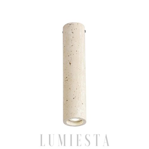 Punna - Cylindryczna lampa sufitowa Wabi Sabi, naturalny trawertyn beżowy, Ø6.5cm